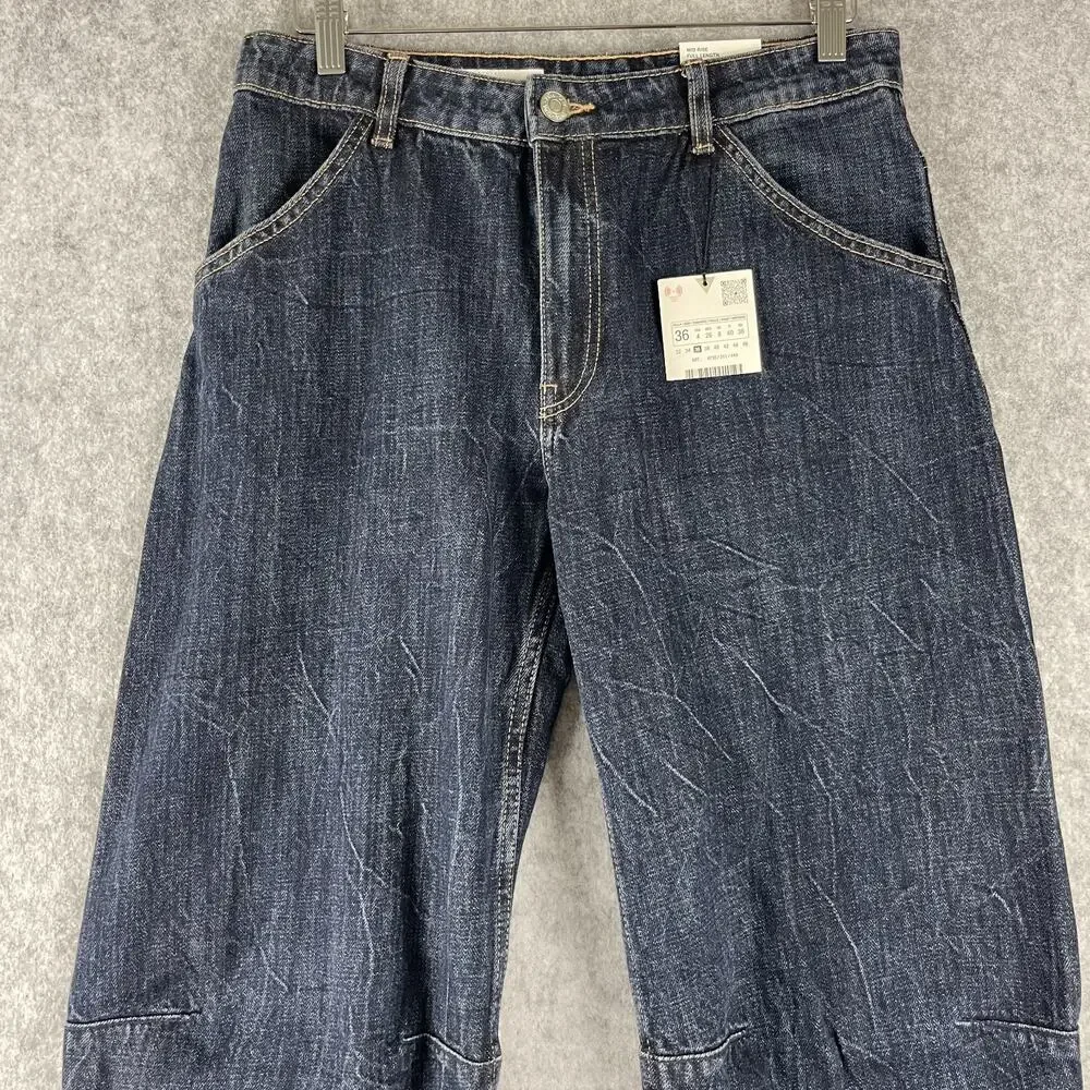 Zara Banana Leg Fit Jeans Womens‎ 4 Dark Wash Mid Rise Baggy Skater Grunge NEW